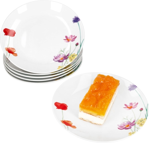 MamboCat Frühstücksteller 6er Set Marie Kuchenteller Porzellan 6 Personen Blumen