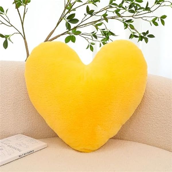 Herzkissen, Herz Kissen Kinderzimmer Decor, Kuschelkissen Kinder Herzform Dekokissen Kopfkissen Kissen Zierkissen für Mädchen & Jungen Zuhause Schlafzimmer Deko (Gelbes Herz,50cm)