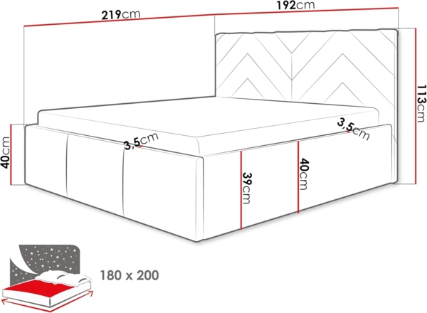 Polsterbett Andawe, Grau, 180x200 cm Bild 3