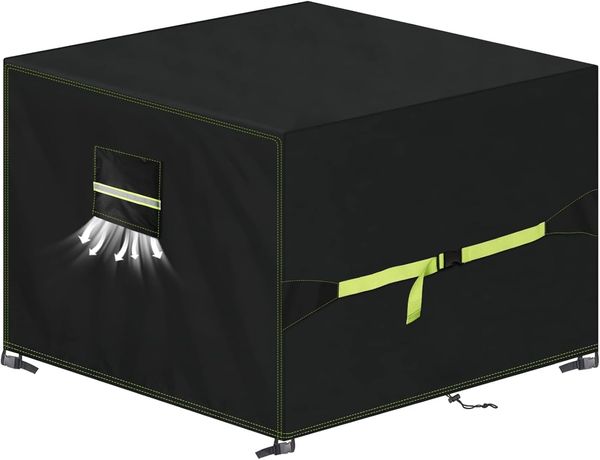 VDISRR Abdeckhaube Gartenmöbel, 420D Oxford Abdeckhauben Für Tische 150 x 150 x 75 cm, Gartentische Schutzhülle mit Belüftungsöffnungen Wasserdicht, UV-beständig, Staubfest, Winterfest für Terrassenmöbel