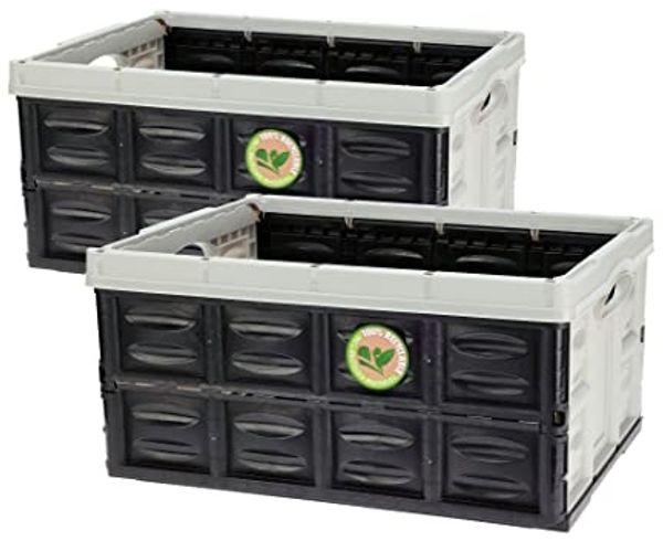 Spetebo Faltbox Klappbox 2er Set schwarz-grau - 45 L / 53 x 39 cm (2er-Set), Universal Faltbox mit Tragegriffen aus recycelbarem Material