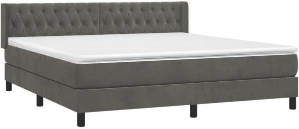 vidaXL Boxspringbett mit Matratze Dunkelgrau 180x200 cm Samt 3131154