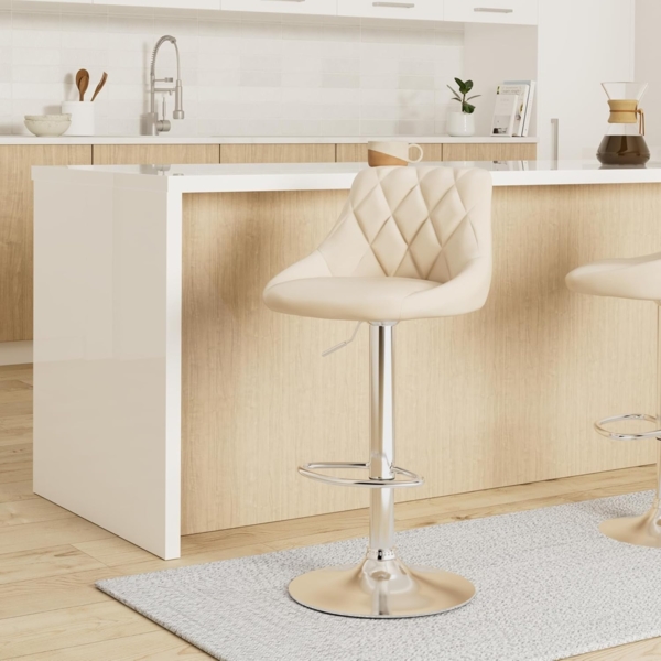 CLP 2er Set Barhocker Lazio Kunstleder höhenverstellbar und 360 Grad drehbar,creme Bild 2