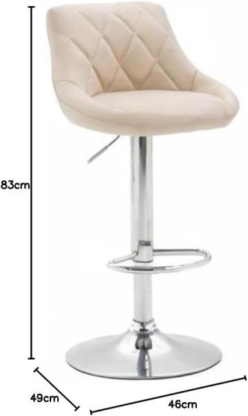 CLP 2er Set Barhocker Lazio Kunstleder höhenverstellbar und 360 Grad drehbar,creme Bild 3