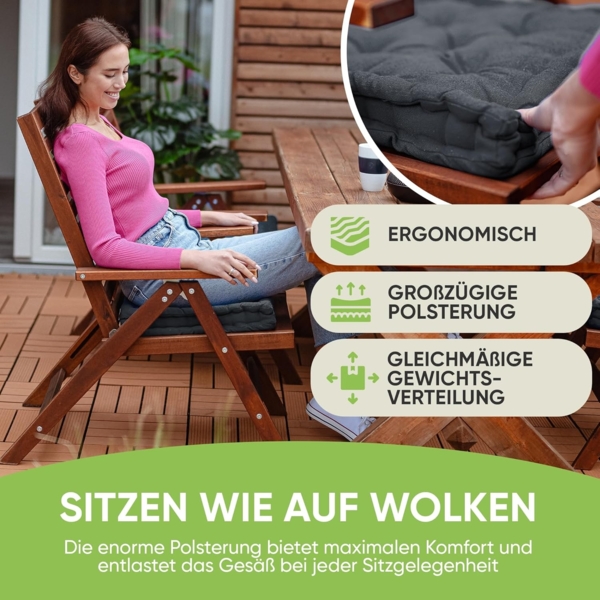 Gräfenstayn Sitzkissen 4er Set 40x40 cm mit 8 cm Polsterung aus 100 % Baumwolle -, robustes Sitzkissen für Indoor & Outdoor, bequemes Bodenkissen Bild 2