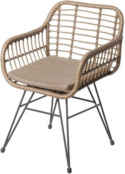 BigBuy Home Stuhl Ariki, Gartenstuhl, Standard, Polyrattan, Stahl, Outdoor geeignet mit Polyrattan und Stahl