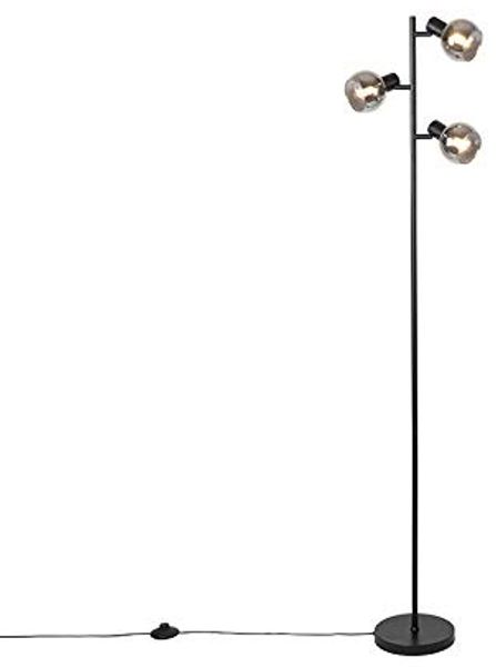 Qazqa Stehlampe Vidro, ohne Leuchtmittel, Warmweiß, QAZQA Stehlampe, e14, Schwarz, Glas, Art Deco