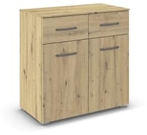 rauch Aditio Box, Kommode, 2-türig, 2 Schubladen, mit Softclose-Funktion, Farbe Eiche Artisan, BxHxT 80x81x42cm