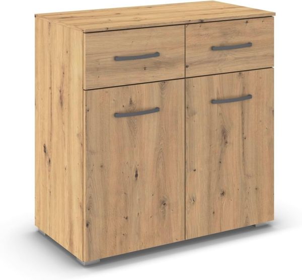 rauch Aditio Box, Kommode, 2-türig, 2 Schubladen, mit Softclose-Funktion, Farbe Eiche Artisan, BxHxT 80x81x42cm