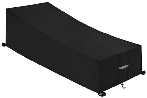 Dokon Gartenliege Abdeckung mit Belüftungsöffnungen Wasserdicht Winddicht UV-Beständiges Schwerlast 600D Oxford Gewebe Schutzhülle für Sonnenliege Liegestuhl Deckchair (200 x 75 x 40/70cm) - Schwarz