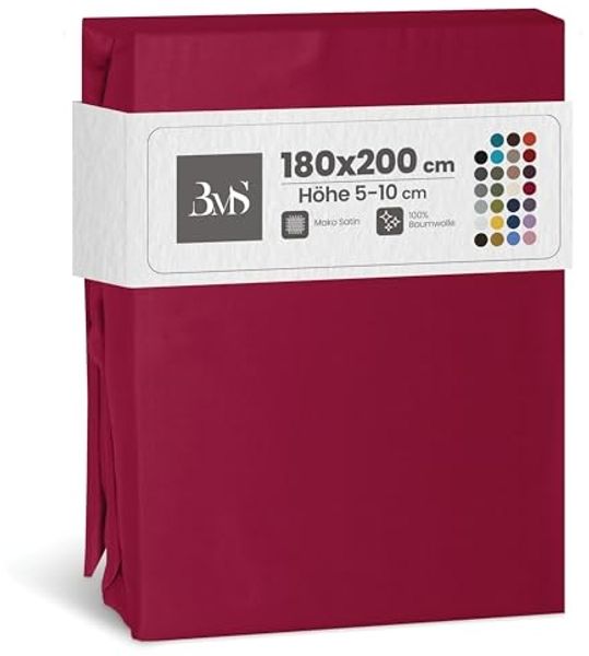 Bettwaesche-mit-Stil Mako-Satin Spannbettlaken pink 180x200cm Höhe 5-10cm