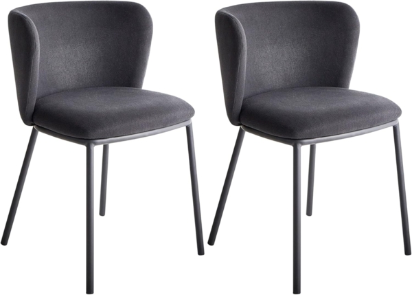 Esszimmerstuhl 2er Set MINA Stoff Schwarz