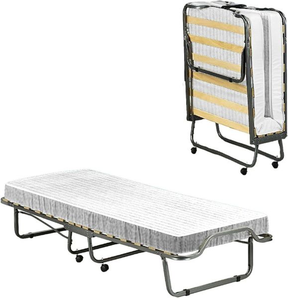 Talamo Italia - Klappbett Vania, Feldbett mit 15 Latten, inklusive Matratze, platzsparendes Kinderbett, 100% Made in Italy, 80 x 190 x 39 cm