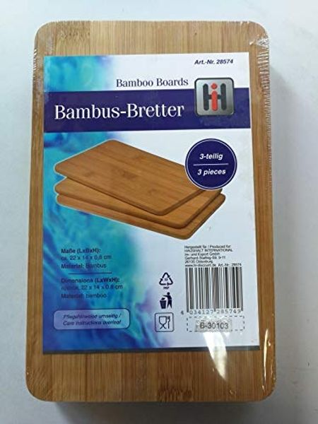 Frühstücksbrett - Schneidebrett- Bambus - 22 x 14 x 0,8 cm - 3er Set
