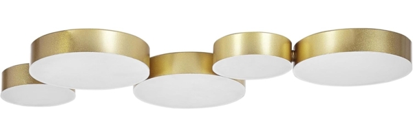 'Luga' Deckenleuchte Gold Eisen 5 Schirme 54 cm für Wohnzimmer für Salon für Flur für Schlafzimmer