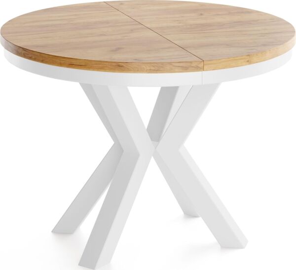 WFL GROUP Esstisch Clara White (erhältlich in zwei Größen – 100/120 cm, ausziehbar auf 180/200 cm), platzsparender Industrial Tisch in Holzoptik für Wohnzimmer oder Küche