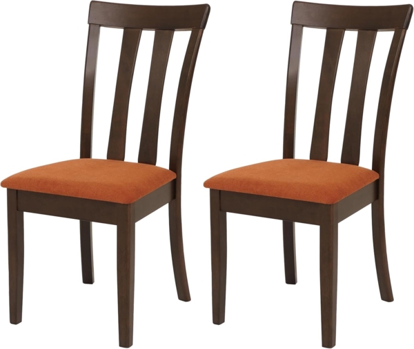 2er-Set Esszimmerstuhl HWC-G46, Küchenstuhl Stuhl, Stoff/Textil Massiv-Holz ~ dunkles Gestell, orange