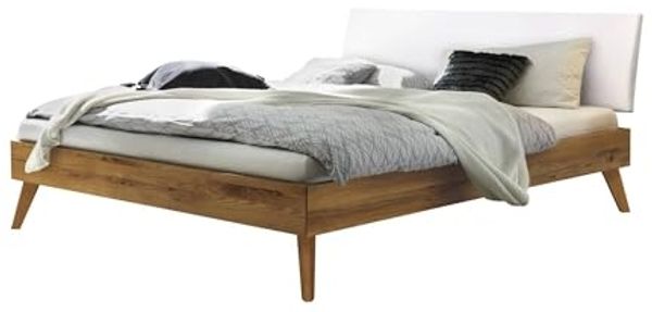 Hasena Trento 16 Pesaro Bettgestell Fusshöhe 20 cm Massivholzbett Kopfteil gepolstert, 160x200 cm