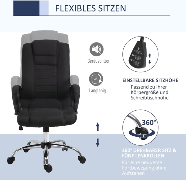 HOMCOM Schreibtischstuhl Bürostuhl mit Wippfunktion Bild 4