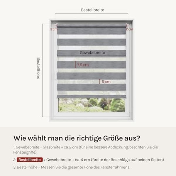 WOLTU Doppelrollo Klemmfix ohne Bohren Marmor Grau B50 x H150 cm, Duo Rollo Zebrarollo Fensterrollo Klemmrollo Seitenzugrollo Easyfix lichtdurchlässig & verdunkelnd Rollos für Fenster und Tür Bild 6