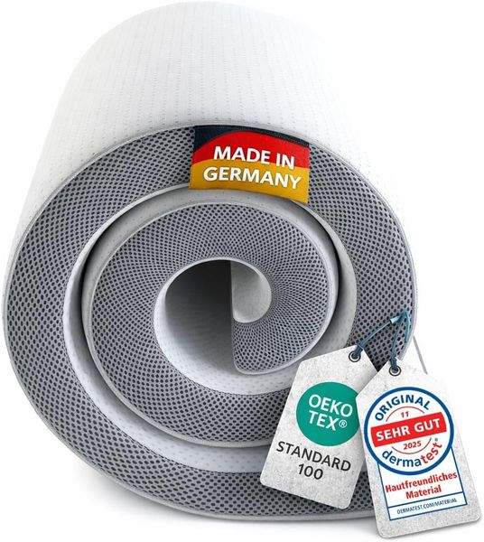 KNERST, Topper Matratzentopper 7cm Höhe, atmungsaktiv, pflegeleicht, 7-Zonen, 7 cm hoch Gel Topper,waschbarer Bezug,rutschfest,ergonomisch