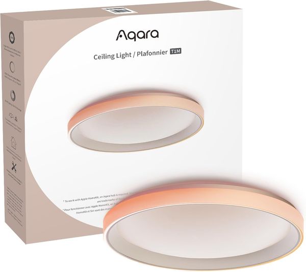 Aqara LED Deckenleuchte T1M, Smart Home Deckenleuchte mit Matter, 40W 3450LM, CRI>90, 2700-6500K, Farbverlaufseffekten und 16 Millionen Farben, RGBIC-Statuslichtring, Unterstützt HomeKit, Alexa, Google, Erfordert Zigbee 3.0 Hub