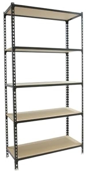 Simonrack Schwerlastregal, Lagerregal, 200 x 110 x 40 cm, Metallregal, Kellerregal, Biegestelle 200 kg, 5 Holzfachböden, Anthrazit/Holz - Maderclick