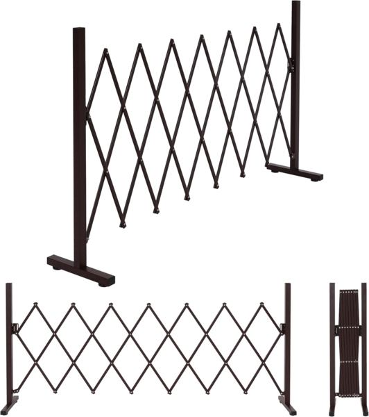 Alu Absperrgitter HWC-K56, Scherengitter Schutzgitter Zaun, ausziehbar schwenkbar Stahl 103x31-200x31cm, braun