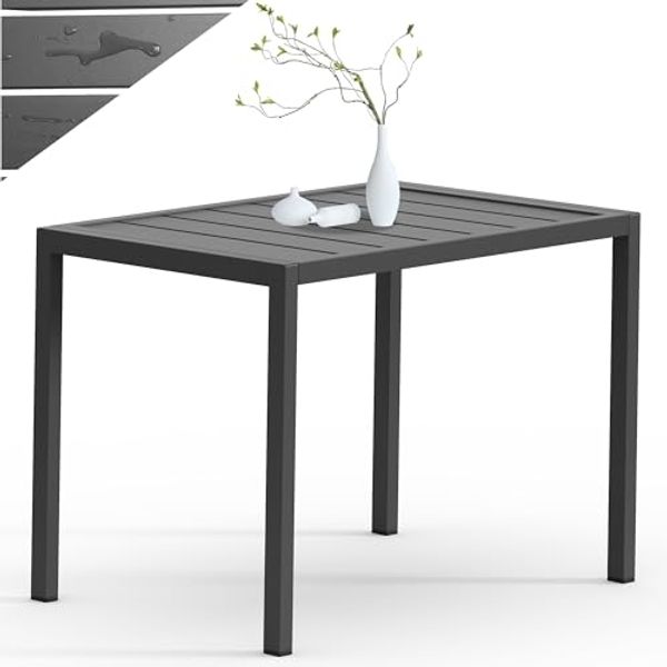 Mucola Gartentisch Aluminium Beistell Balkontisch rechteckig wetterfest Anthrazit Tisch Outdoor hitze- und wetterbeständig Terrassentisch