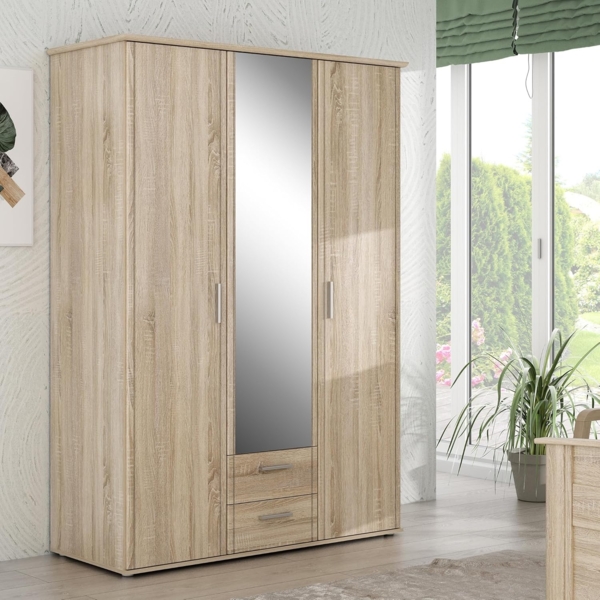 FORTE Gloria Kleiderschrank, Holzwerkstoff, Beige, 139,2 x 200,8 x 59,6 cm