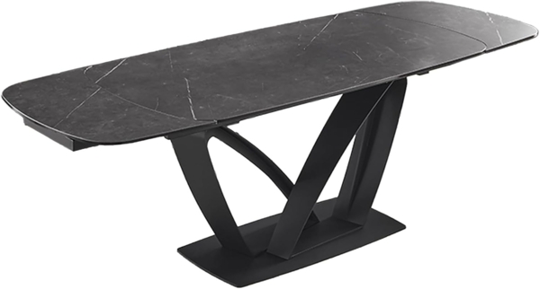 riess-ambiente Esstisch PAPILLON 180-260cm graphit / schwarz · Konferenztisch · Keramik-Platte (Einzelartikel, 1-St), ausziehbar · für 8-10 Personen · Marmor-Design · Metall · Industrial