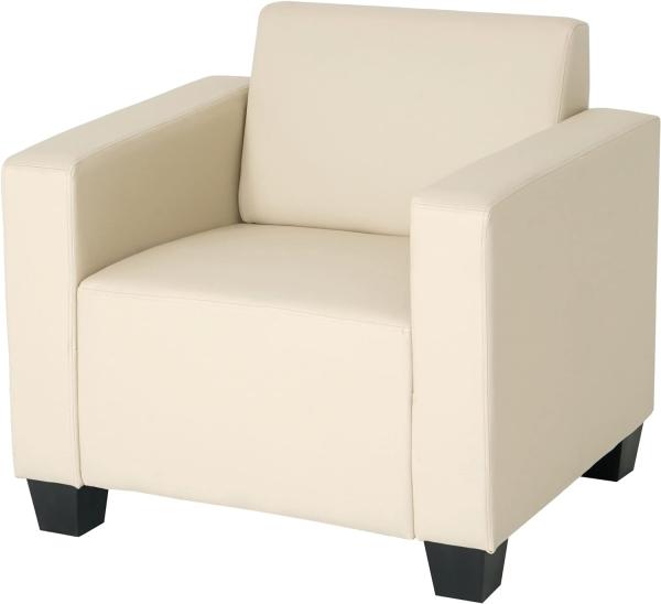 Sessel Loungesessel Lyon, Kunstleder ~ creme