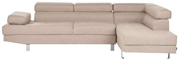 Ecksofa NORREA Stoff Beige Linksseitig