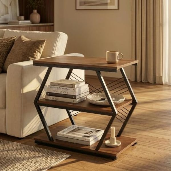 Beistelltisch Nolarg 65 x 30 x 61 cm Schwarz/Walnussoptik [en. casa]