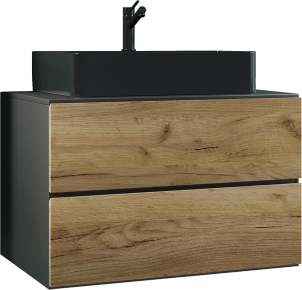 VCM Badmöbel Waschtisch Lendas 919540 Anthrazit / Honig-Eiche H. 52 x B. 80 x T. 52 cm