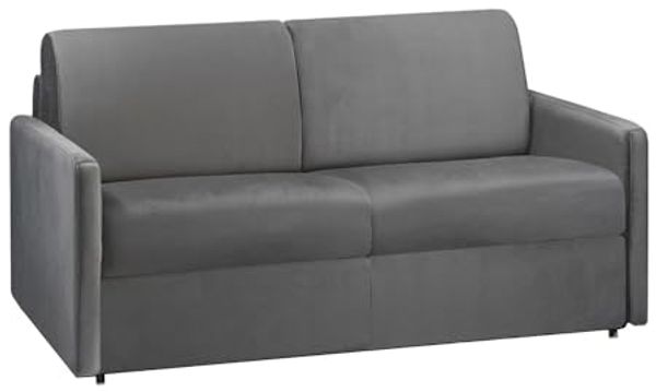 Schlafsofa 2-Sitzer Samt CALIFE - Anthrazit - Liegefläche: 120 cm - Matratzenhöhe: 22 cm