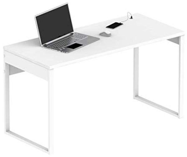 Muebles Pitarch | Bürotisch mit Metallbeinen, Schreibtisch, Computertisch oder Studientisch, Weiß, 76 x 135 x 60 cm (Höhe x Breite x Tiefe), modern, Modell Nexus