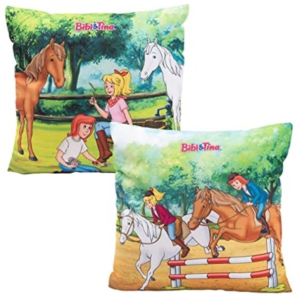 United Labels® Dekokissen Bibi & Tina - Pferde Plüsch Deko 30 x 30 cm