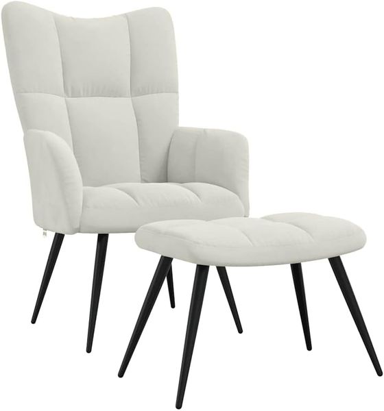 vidaXL Relaxsessel mit Hocker Fernsehsessel Sessel Polsterstuhl Stuhl Relaxstuhl Polstersessel Armsessel Ohrensessel Wohnzimmer Cremeweiß Samt
