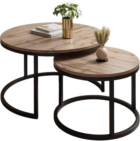 Couchtisch CIRI 2in1 Modern Loft Beistelltisch Kaffeetisch Sofatisch Weiß/Schwarz Tisch Eiche WOTAN/Sonoma/Artisan/Stirling (Schwarz, Wotan Eiche)