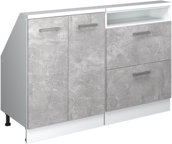 Dachschrägenschrank-Set Rion Beton/Weiß 2er Set Vicco