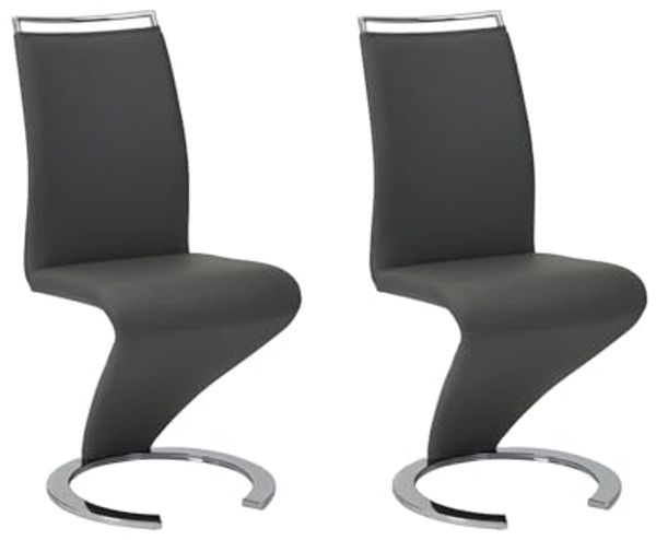 Vente-unique - Stuhl Freischwinger 2er-Set - Kunstleder - Schwarz - TWIZY