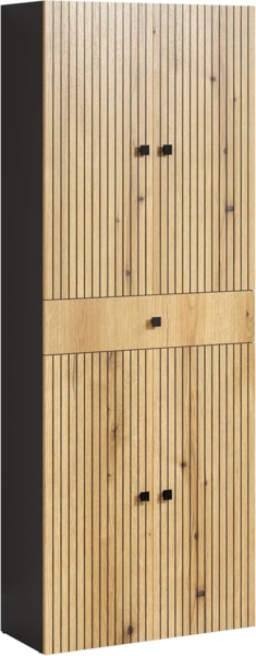 Badezimmer Hochschrank Bliss in Evoke Eiche und grau 70 x 186 cm