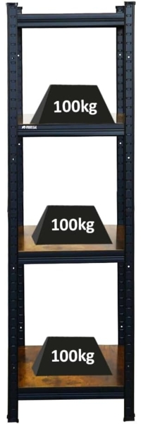 PROREGAL® Schwerlastregal Vintage Series Ragnar 150 x 45 x 45 cm Fachlast 100kg Braun-Schwarz