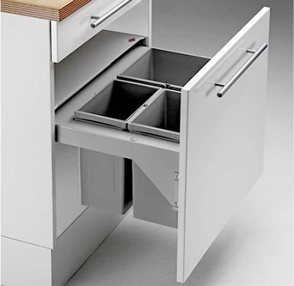 WESCO Einbaumülleimer 839603-11 Pullboy Soft Shorty 60 SW (17+2x8 Liter)