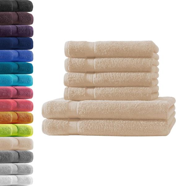 Hometex Premium Textiles Handtuch in Premium Qualität 500 g/m², Feinster Frottier-Stoff 100% Baumwolle, 2x Duschtuch + 4x Handtuch, Kuschelig weich, saugfähig, Extra schwere, flauschige Hotel-Qualität