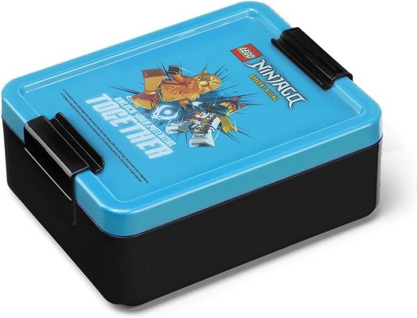 LEGO Brotdose LUNCH BOX NINJAGO blau/schwarz aus PP mit LEGO-Emoticon-Grafiken auf dem Deckel - 1 Stück (40521736)