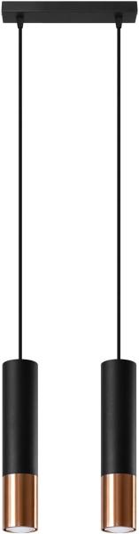 Pendelleuchte, Schwarz, Kupfer, Stahl, H 100 cm