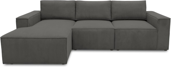 DOMO. collection Ecksofa 800 021, Couch in L-Form mit Cordstoff, Modulsofa mit Taschenfederkern, Sofa, Polsterecke, Eckcouch 273 x 172 x 85 cm (BxTxH), dunkelgrau