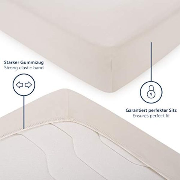Blumtal Basics - Set di 2 lenzuola Con angoli elasticizzati, 90x200 cm, 100% Cotone, Altezza materasso fino a 18 cm, Colore: Avorio Bild 4